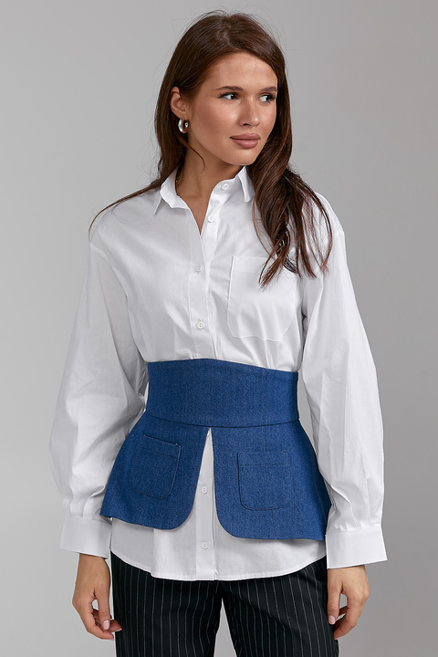 Джинсовый корсет- баска ARTMON с карманами